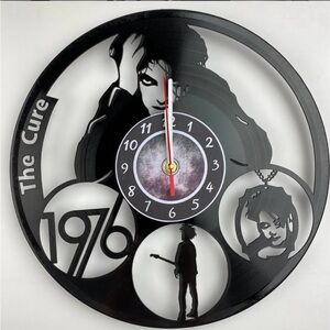 The Cure clock handmade record Black wall Robert Smith gift 1976 band goth